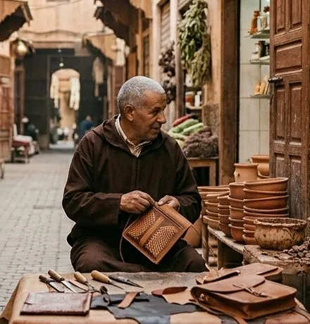 Artisan au travail dans la médina de Marrakech