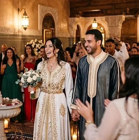 Célébration de mariage marocain dans un riad de Marrakech